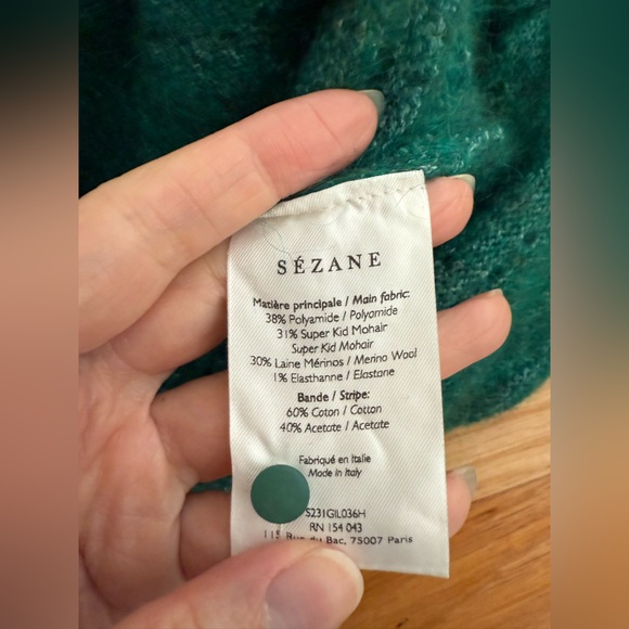 Sézane Esmée Cardigan Mohair Sweater Emerald Green XXS - Picture 10 of 10